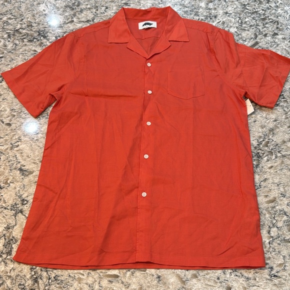 Create Unison | Linen Tencel Blend Button Up Shirt in Orange Size L Large - Picture 5 of 11
